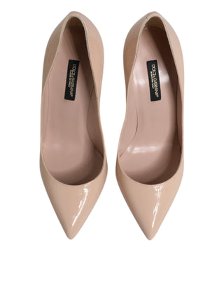 Dolce & Gabbana Beige Patent Leather Stiletto Heel Pumps Shoes