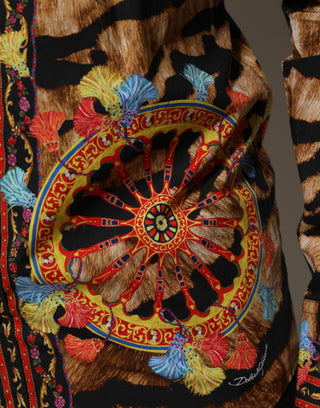 Dolce & Gabbana GOLD Cotton Tiger Carretto Long Sleeve Shirt