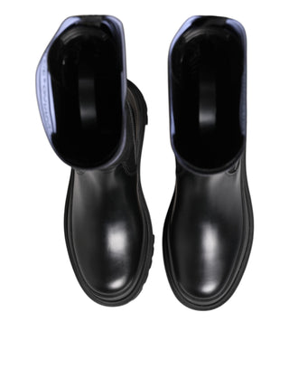 Dolce & Gabbana Black White Polyester Socks High Boots Shoes