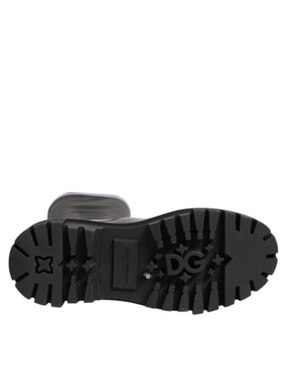 Dolce & Gabbana Black White Polyester Socks High Boots Shoes