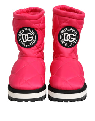 Dolce & Gabbana Pink White Viscose Padded Mid Calf Boots Shoes