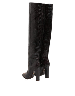 Dolce & Gabbana Brown Python Snakeskin Print Riding Boots Shoes