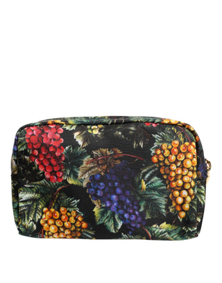 Dolce & Gabbana Multicolor Grape Print Clutch Logo Plaque Pouch Bag