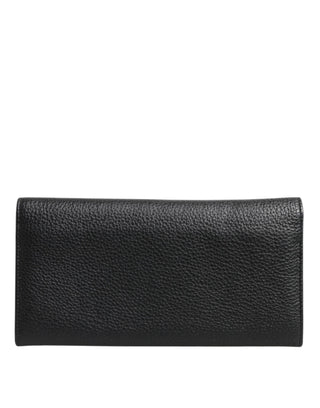 Dolce & Gabbana Black Leather Trifold Logo Plaque Card Holder Wallet