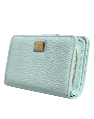 Dolce & Gabbana Mint Green Leather Bifold Continental Clutch Wallet