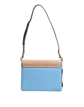 Dolce & Gabbana Blue Beige Exotic Leather LUCIA Crossbody Bag