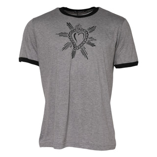 Dolce & Gabbana Gray Sacred Heart Cotton Crew Neck T-shirt