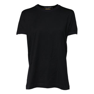 Dolce & Gabbana Black Cotton DG Print Short Sleeve Top T-shirt