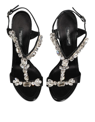 Dolce & Gabbana Black Keira Crystals Heels Sandals Shoes