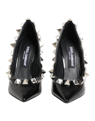 Dolce & Gabbana Black Crystals Studs Stiletto Pumps Shoes