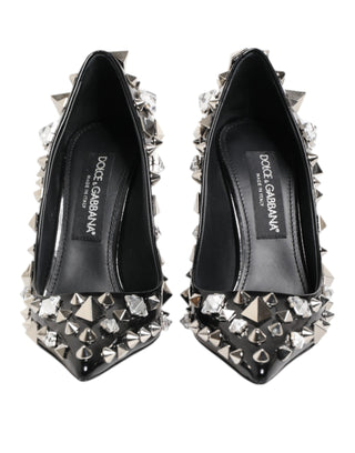 Dolce & Gabbana Black Crystals Studs Stiletto Pumps Shoes