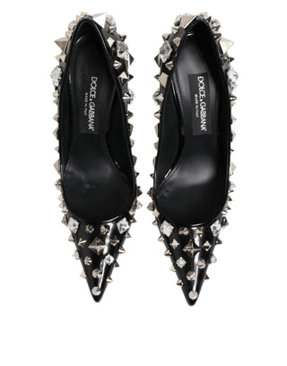 Dolce & Gabbana Black Crystals Studs Stiletto Pumps Shoes