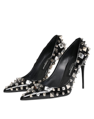 Dolce & Gabbana Black Crystals Studs Stiletto Pumps Shoes