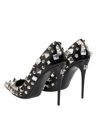 Dolce & Gabbana Black Crystals Studs Stiletto Pumps Shoes