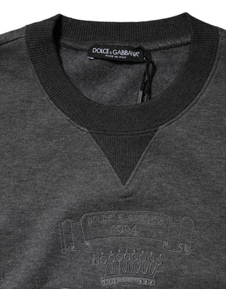 Dolce & Gabbana Gray DG Logo Embroidered Pullover Sweater