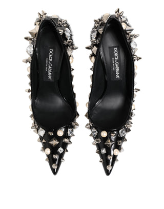 Dolce & Gabbana Black Crystals Studs Stiletto Pumps Shoes