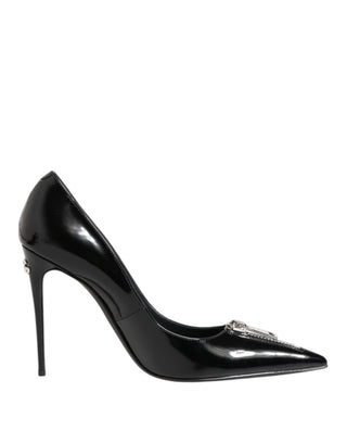 Dolce & Gabbana Black Patent Leather Zipper Heels Pumps Shoes