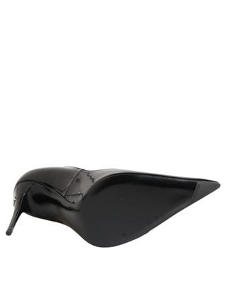 Dolce & Gabbana Black Patent Leather Zipper Heels Pumps Shoes