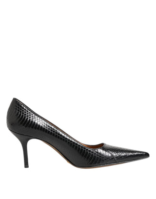 Dolce & Gabbana Black Exotic Leather Stiletto Pumps Shoes
