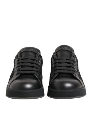 Dolce & Gabbana Black Floral Lace Low Top Sneakers Shoes