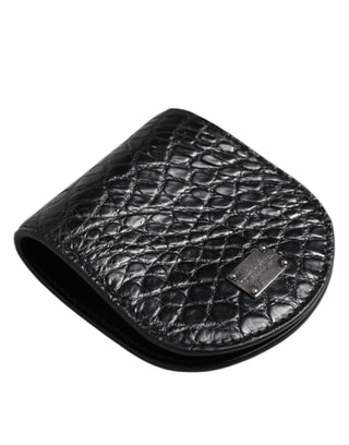 Dolce & Gabbana Black Exotic Skin Coin Condom Case Holder Pocket Wallet