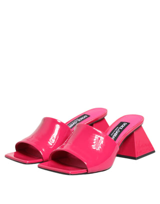 Dolce & Gabbana Pink Open Toe Block Heel Mules Sandals Shoes