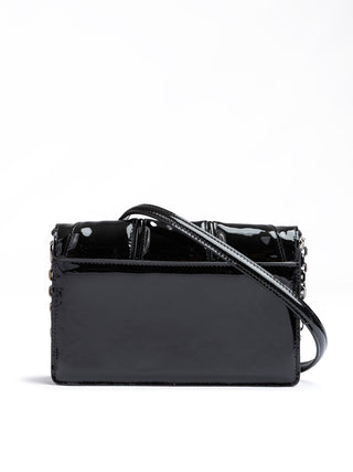 Ferrari Black GT patent leather bag with chain