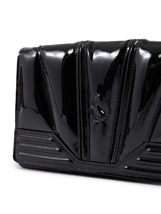 Ferrari Black GT patent leather bag with chain