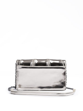 Ferrari Metal Silver GT patent leather bag with chain