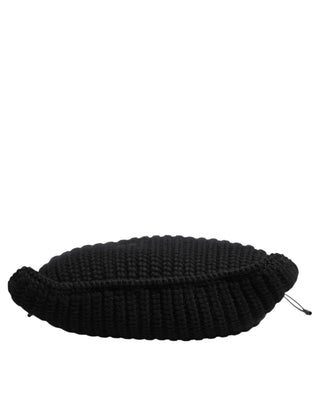 Dolce & Gabbana Black Cashmere Knitted Leather Shoulder Women Borse Bag