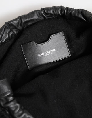 Dolce & Gabbana Black Cashmere Knitted Leather Shoulder Women Borse Bag