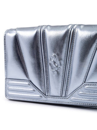 Ferrari Metal light blue GT patent leather bag with chain