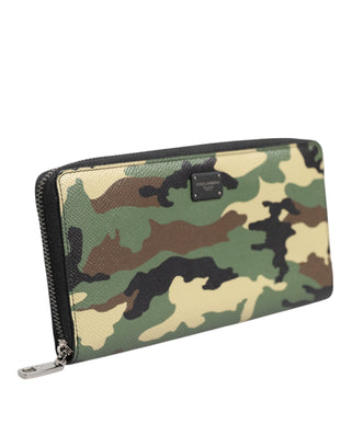 Dolce & Gabbana Multicolor Camouflage Logo Zip Around Continental Wallet