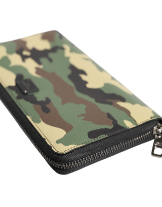 Dolce & Gabbana Multicolor Camouflage Logo Zip Around Continental Wallet