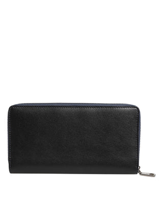 Dolce & Gabbana Black Blue Exotic Leather Men Continental Clutch Wallet