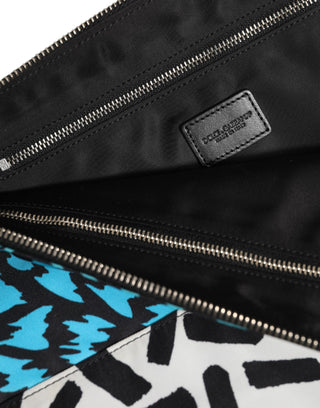 Dolce & Gabbana Multicolor Printed Nylon Logo Plaque Men Clutch Pouch Bag