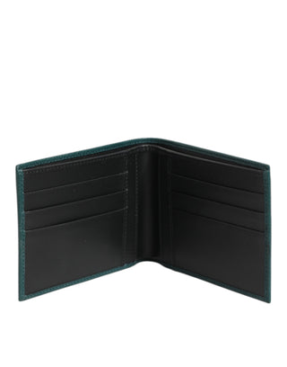Dolce & Gabbana Green Leather DG Logo Plaque Bifold Card Holder Wallet