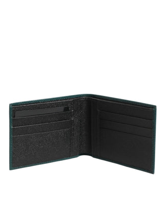 Dolce & Gabbana Green Leather DG Logo Plaque Bifold Men Card Holder Wallet