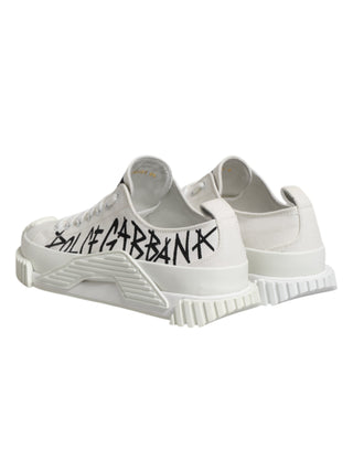 Dolce & Gabbana White Logo Graffiti Low Top Sneakers Shoes