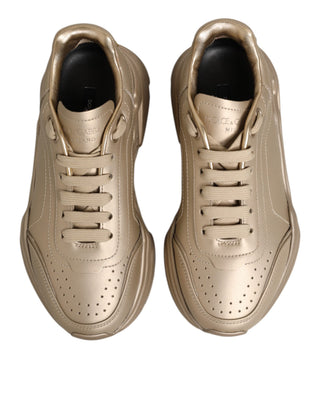 Dolce & Gabbana Gold Leather Daymaster Women Sneaker Shoes