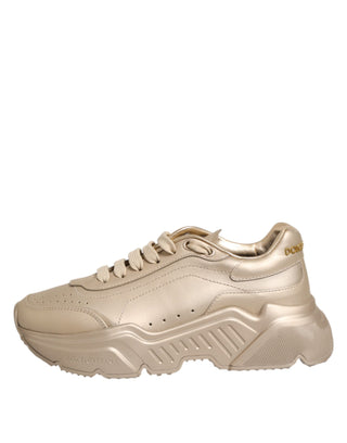 Dolce & Gabbana Gold Leather Daymaster Women Sneaker Shoes