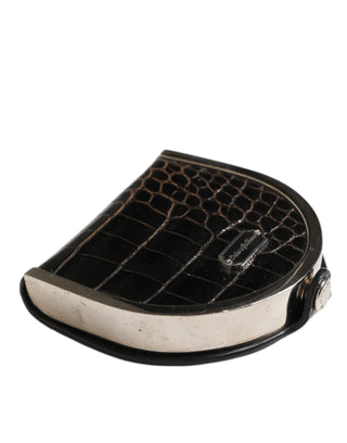Dolce & Gabbana Black Polished Crocodile Leather Mens Coin Purse Wallet