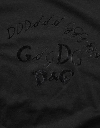 Dolce & Gabbana Black Cotton Velvet Logo Print Men T-shirt