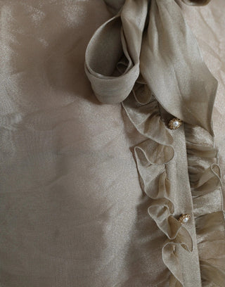 Dolce & Gabbana Gold Ascot Collar Ruffles Blouse Top