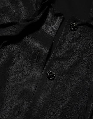 Dolce & Gabbana Black Viscose Long Sleeve Tie Neck Blouse Top