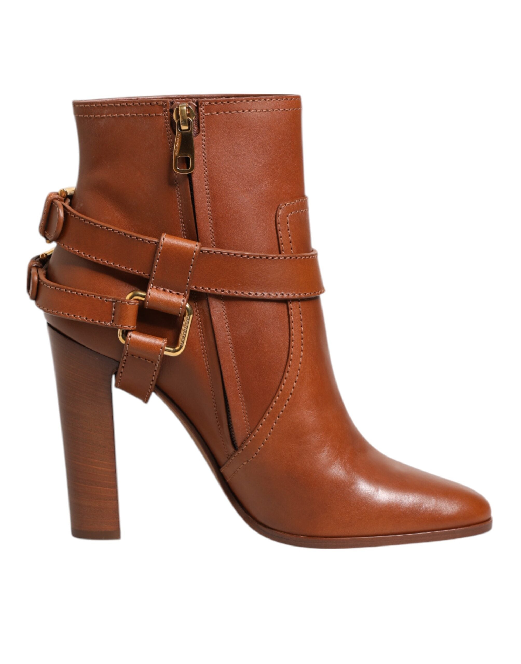 Dolce & Gabbana Brown Leather DG Logo Buckle Ankle Boots  display picture 3
