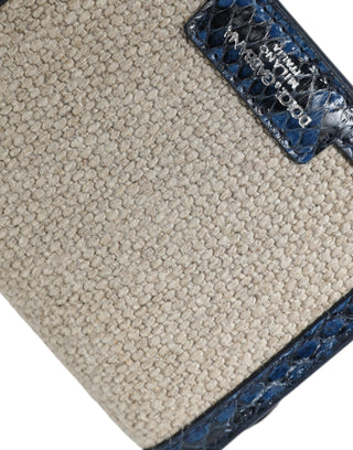 Dolce & Gabbana Beige Raffia Blue Leather Trim Mini Shoulder Purse Crossbody Bag