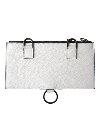 Dolce & Gabbana White Calfskin Leather Large Crossbody Card Holder Wallet