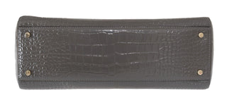 Kate Spade Grey Croc Embossed Leather Elissa Bristol Drive Tote Handbag Bag