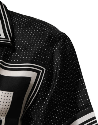 Dolce & Gabbana Black White StripeDot Print Casual Polo Shirt